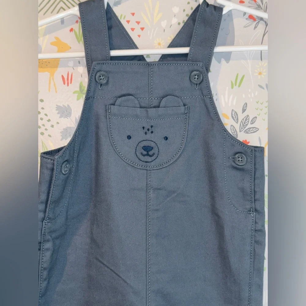 Carter’s 2 Piece Teddy Bear Overalls and Striped Shirt Set 6-9 Months - Picture 4 of 7